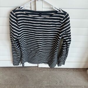 J. Crew distressed Black White Stripe women’s 100% cotton long sleeve classic